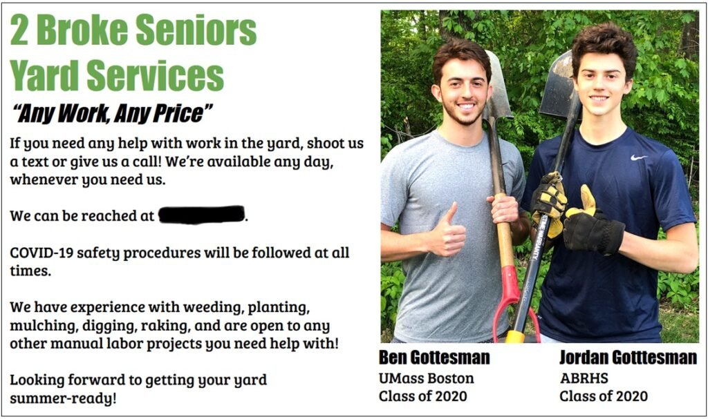 Founders of 2 Broke Seniors Yard Services landscaping company – early entrepreneurial marketing and business growth project.